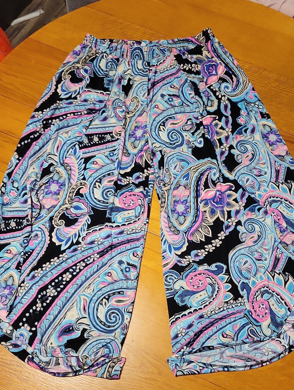 white birch Black Multicolor Paisley Wide Leg Pants
